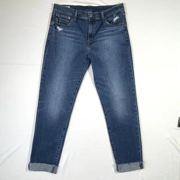 Gap Girlfriend Jeans Mid Rise Relaxed Fit Ankle Length Size 12 TALL Long - Picture 4 of 13